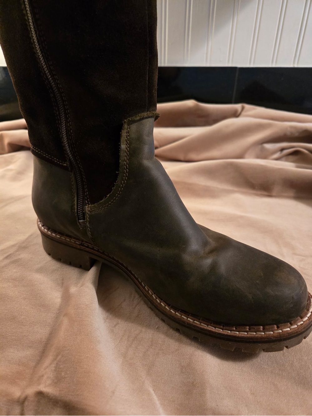 Overland Women’s Tall Leather & Suede Riding Boot — Dark Brown - Picture 7 of 11